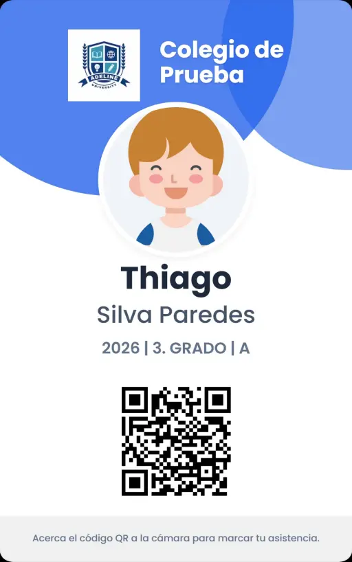 Fotocheck de alumno con código QR